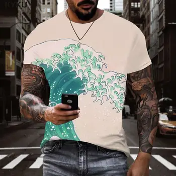 3d Marškinėlius Bangos marškinėliai Vyrams Plaukti Tshirts Atsitiktinis Vandenyno Anime Drabužius Harajuku Marškinėlius Spausdinti trumpomis Rankovėmis T marškinėliai Atsitiktinis Viršūnės