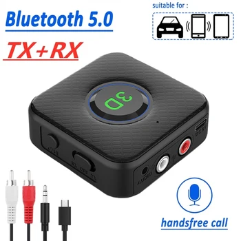 Bluetooth 5.0 Imtuvas Siųstuvas-3D Stereo AUX 3.5 3.5 mm Lizdas RCA Belaidžio Garso Adapterio prijungimo įtaisas su Mic TV PC Automobilinis Garsiakalbis