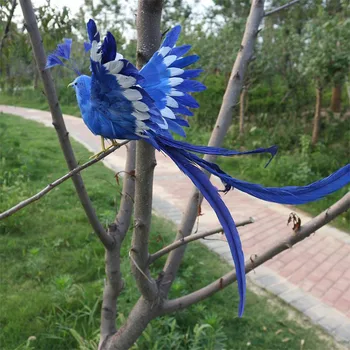didelis modeliavimas mėlynos sparnus paukščio modelis putų& plunksnos Phoenix paukščių modelis dovana 40x30cm