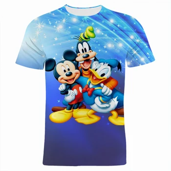Disney Mickey Mouse Goofy ančiukas Donaldas Marškinėliai Vyrams 3D Spausdinimo Marškinėliai Vasaros trumpomis Rankovėmis Vyrų Įgulos Kaklo Marškinėliai Drabužių