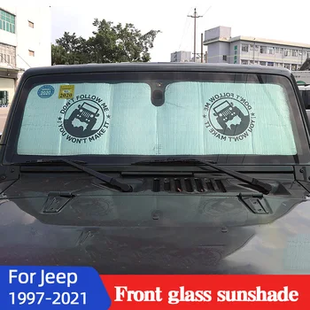 Priekinio Stiklo Skėtį Nuo Saulės Už Jeep 1997-2021 Aliuminio Folijos Automobilių Apsaugos Priemonė Izoliacija Saulės Dekoratyviniai Aksesuarai