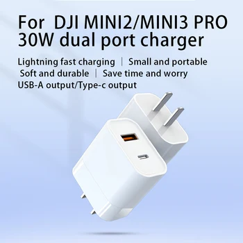 Už DJI Mini Pro 3 Drone Įkroviklis 30W Galio Nitrido QC3.0 Dual Port Greitas Įkroviklis DJI Mini Pro 3 Drone Priedai